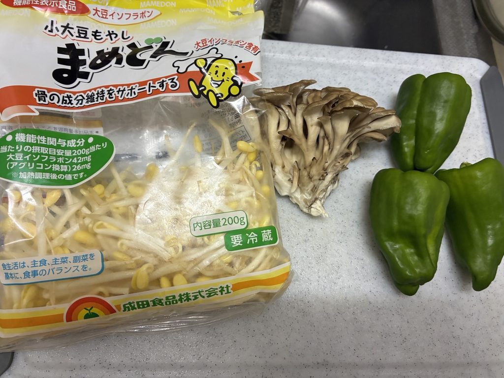 小松市の名物、塩焼きそばを作った時に使用した食材